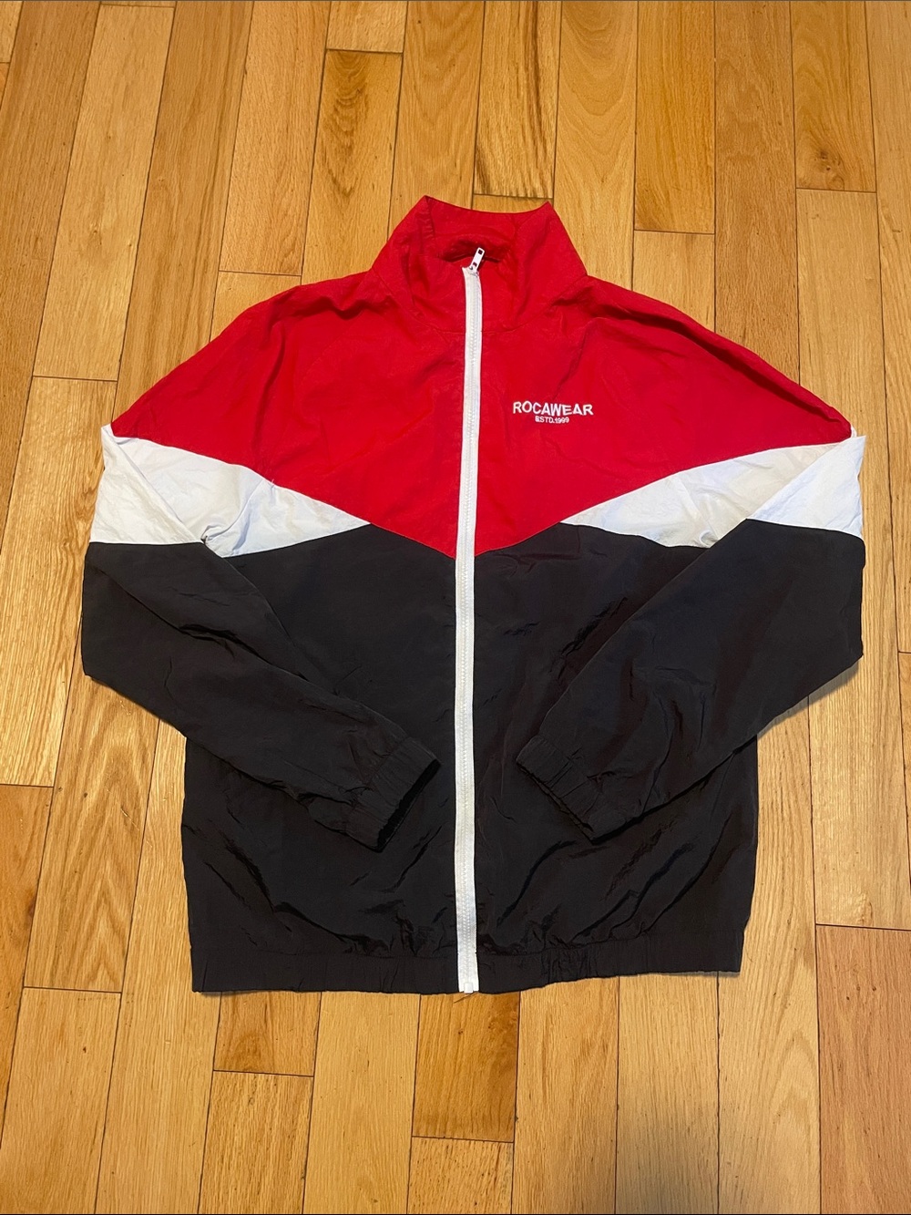 Rocawear Red White and Black Colorblock Windbreaker Jacket